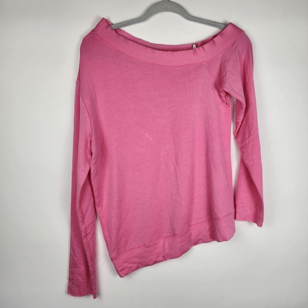 BAILEY 44 LARGE OFF ONE SHOULDER LONG SLEEVE SWEATER TOP PINK BARBIE SOFT WOMENS